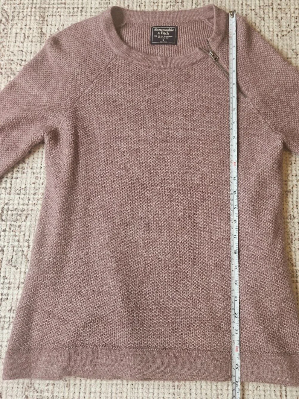 Abercrombie Pullover Zipper Crew Sweater in Mauve